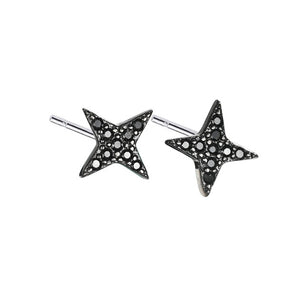 Black Night Star 925 Sterling Silver Stud Earrings