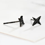 Black Night Star 925 Sterling Silver Stud Earrings