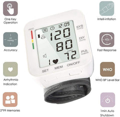 Blood Pressure Monitor Large LCD Display Adjustable Wrist Cuff