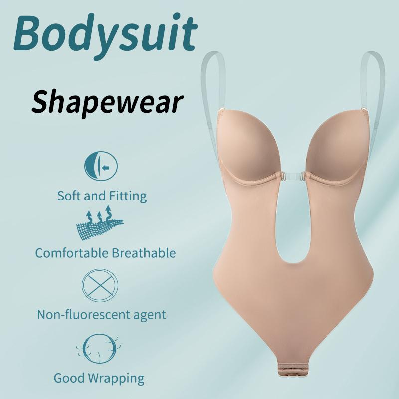 Women's Backless Shapewear U Plunge Deep V-Neck Bodysuit Seamless Body –  NiceDays Health