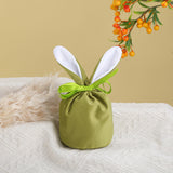 4 Pcs Easter Bunny Gift Bags Rabbit Ear Velvet Bags with Drawstrings