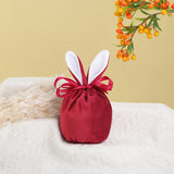 4 Pcs Easter Bunny Gift Bags Rabbit Ear Velvet Bags with Drawstrings