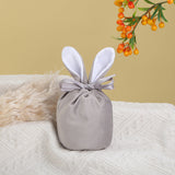 4 Pcs Easter Bunny Gift Bags Rabbit Ear Velvet Bags with Drawstrings