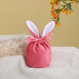 4 Pcs Easter Bunny Gift Bags Rabbit Ear Velvet Bags with Drawstrings