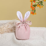 4 Pcs Easter Bunny Gift Bags Rabbit Ear Velvet Bags with Drawstrings