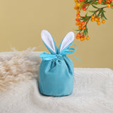 4 Pcs Easter Bunny Gift Bags Rabbit Ear Velvet Bags with Drawstrings