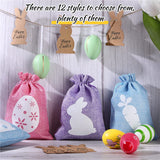 24Pcs Easter Linen Gift Bag Bunny Party Decoration Rabbit Favor Pouch