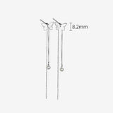 Butterfly Long Threader 925 Sterling Silver Stud Tassel Earrings