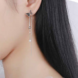 Butterfly Long Threader 925 Sterling Silver Stud Tassel Earrings