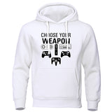 Funny Humor Print Hoodie Choose Your Weapon Hooded Sweatshirt