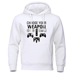 Funny Humor Print Hoodie Choose Your Weapon Hooded Sweatshirt