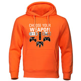 Funny Humor Print Hoodie Choose Your Weapon Hooded Sweatshirt