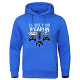 Funny Humor Print Hoodie Choose Your Weapon Hooded Sweatshirt