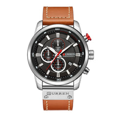 CURREN Casual Sport Men Watches Chronograph Quartz Analog Date Leather Wristwatch