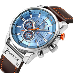 CURREN Casual Sport Men Watches Chronograph Quartz Analog Date Leather Wristwatch