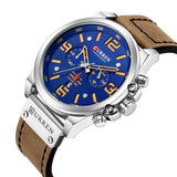 CURREN Classic Sport Men Leather Watches Chronograph Date Quartz Wristwatch