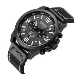 CURREN Classic Sport Men Leather Watches Chronograph Date Quartz Wristwatch