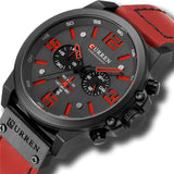 CURREN Classic Sport Men Leather Watches Chronograph Date Quartz Wristwatch