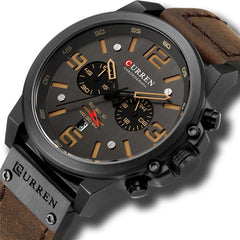 CURREN Classic Sport Men Leather Watches Chronograph Date Quartz Wristwatch
