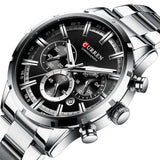 CURREN Stainless Steel Luxury Sport Men Watches Waterproof Chronograph Wristwatch