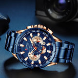 CURREN Stainless Steel Sport Men Watches Waterproof Chronograph Military Army  Wristwatch