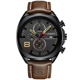 CURREN Leather Strap Chronograph Men Business Sports Quartz Wrist Watches