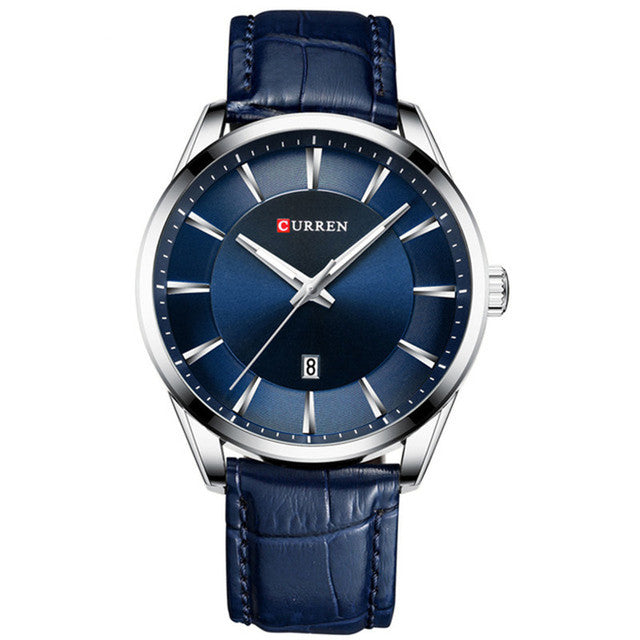 CURREN Leather Strap Classic Men Business Calendar Quartz Wrist Watches