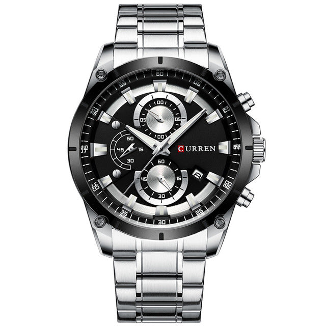 CURREN Stainless Steel Luxury Men Business Watches Quartz Chronograph Wristwatch