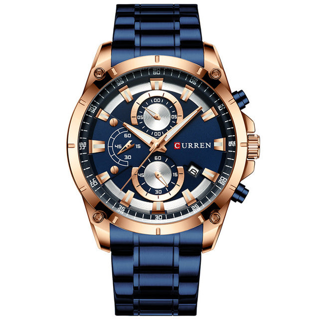 CURREN Stainless Steel Luxury Men Business Watches Quartz Chronograph Wristwatch