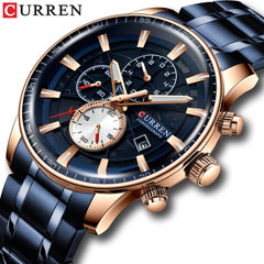 CURREN Stainless Steel Luxury Men Business Watches Quartz Chronograph Wristwatch