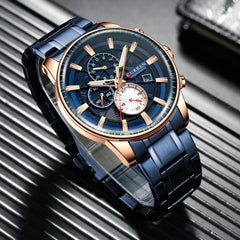 CURREN Stainless Steel Luxury Men Business Watches Quartz Chronograph Wristwatch