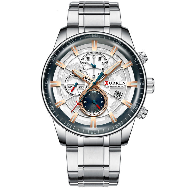 CURREN Stainless Steel Luxury Men Business Watches Quartz Chronograph Wristwatch