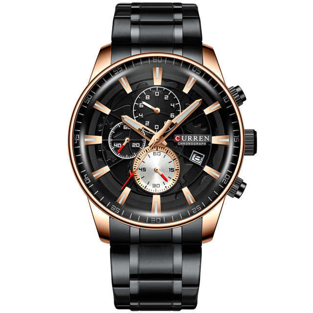 CURREN Stainless Steel Luxury Men Business Watches Quartz Chronograph Wristwatch