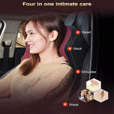 Car Lumbar & Head Support Memory Foam Back Cushion Set