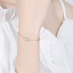 Charm Rhinestone Eight Star 925 Sterling Silver Gold Chain Bracelet