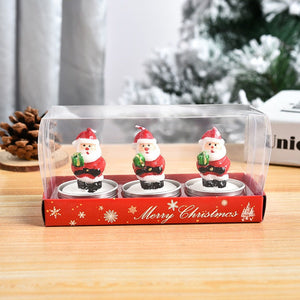 White Tea Lights Santa Claus Christmas Candles Decorations