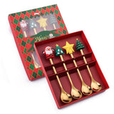 Stainless Steel Christmas Coffee Spoon Dinner Forks Set Party Supply