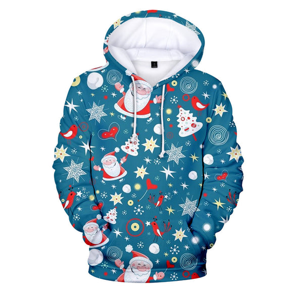 Christmas Casual Hoodies Sports Xmas 3D Graphic Streetwear Tracksuit Jumper for Kids Adults