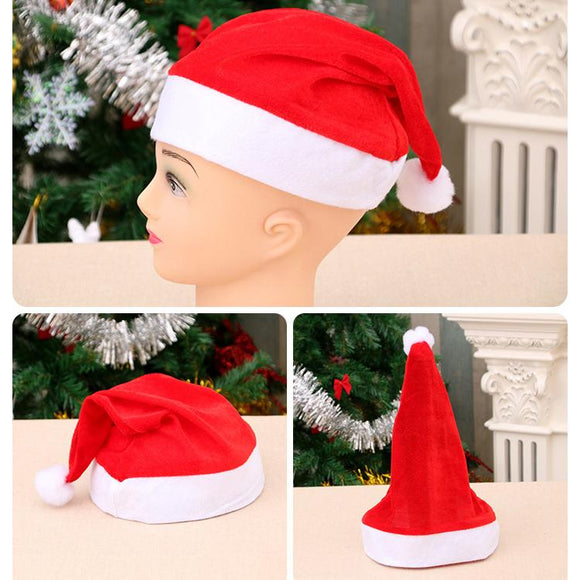 5pcs Christmas Santa Claus Hat Unisex Short Plush Xmas Cap
