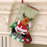 Christmas Stocking Candy Bag Flax Hanging Stockings Xmas Tree Decor