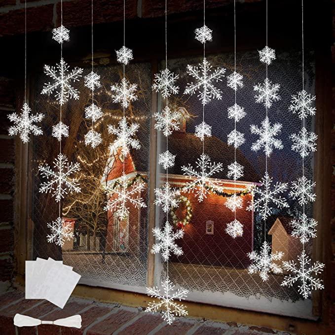 45PCs/Set Christmas Tree Snow Decorations White Snowflake Ornaments