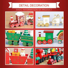 Christmas Wooden Train Home Decor Table Ornament Gift