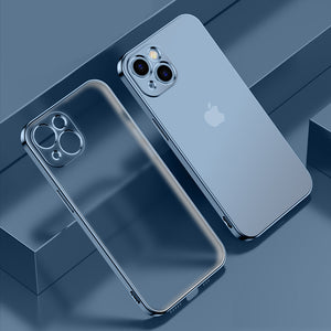 Clear Matte Back Plating Frame Soft Case For iPhone Series