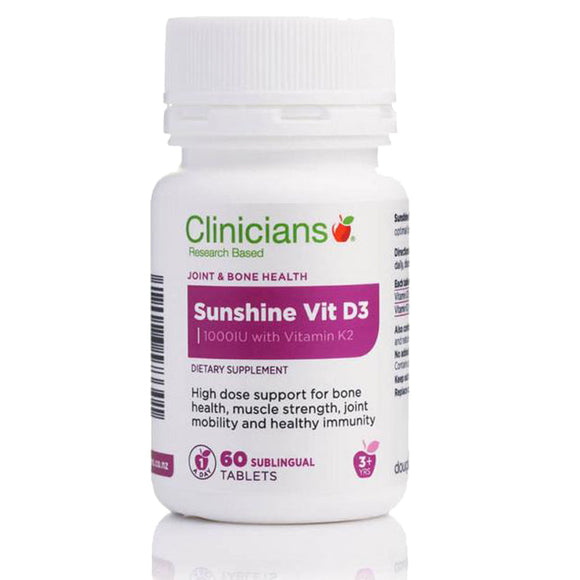 Clinicians Sunshine Vitamin D3 1000IU with Vitamin K2 60 Tablets