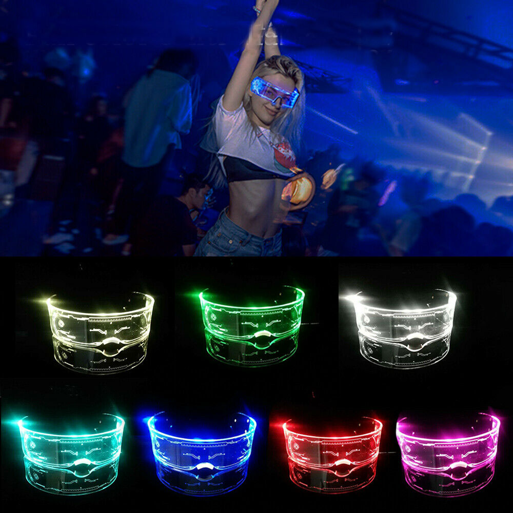 Colorful LED Light Visor Glasses Clear Lenses Goggles Halloween Party