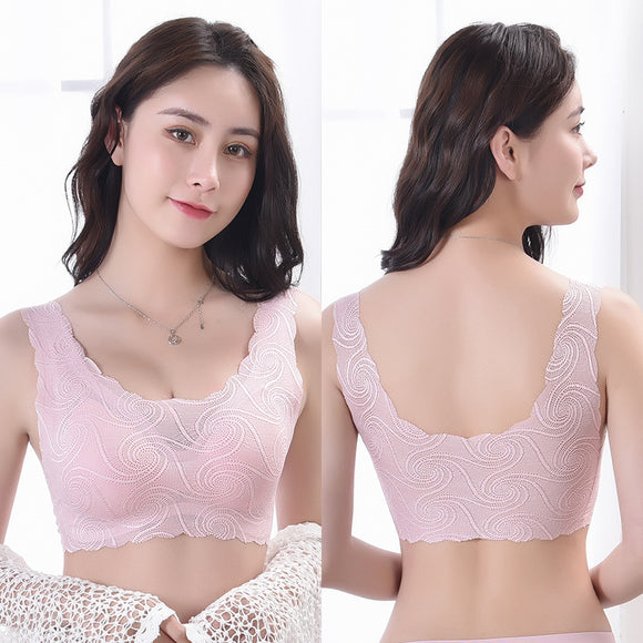 Comfort Wirefree Seamless Lace Bra Lightly Smoothing Pull On Everyday Bra