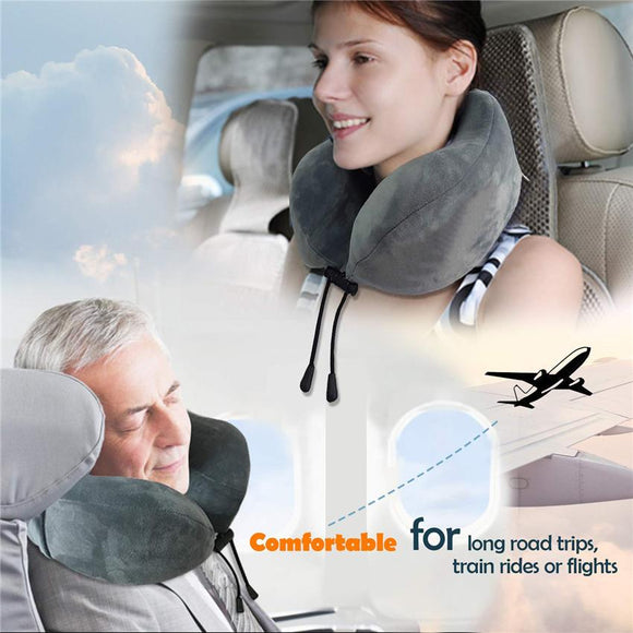 Comfortable Memory Foam Travel Neck Pillow w. Foldable Pouch