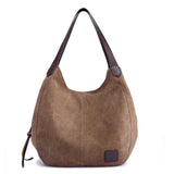 Women's Canvas Shoulder Convertible Bag Retro Casual Handbags Tote Purses
