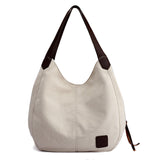 Women's Canvas Shoulder Convertible Bag Retro Casual Handbags Tote Purses