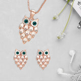 Charming Retro Owl Pendant Choker Necklace Earrings Jewelry Set